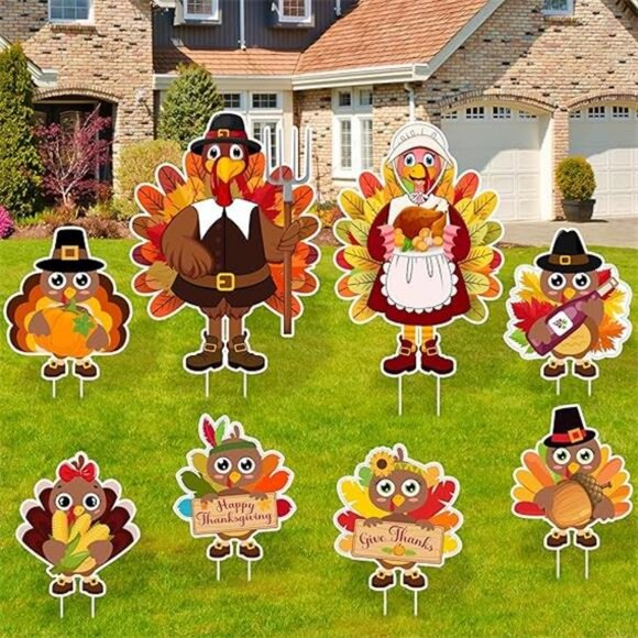 8PCS Thanksgiving Yard Signs with Stakes, Thanksgiving Decorations Outdoor - Picture 8 of 8